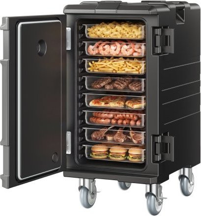 VEVOR Isolierter Speisenbehälter 120 l Hot Box für Catering in Schwarz mit Rollen und Doppelverschlüssen - Bild 1