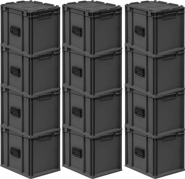 PROREGAL Supersparset 12x Eurobox Nextgen Portable Transportboxen in Schwarz, H x B x T: 40 x 30 x 33,5 cm, 30 Liter pro Box - Bild 1