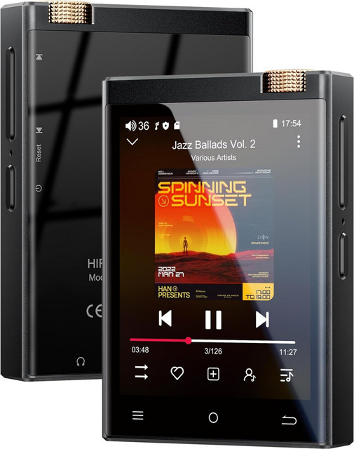 Oilsky Hi-Fi MP3-Player mit Bluetooth und WLAN in Schwarz für verlustfreies DSD High-Resolution Audio mit 16GB oder 64GB Speicher und bis zu 1TB Erweiterbarkeit - Bild 1