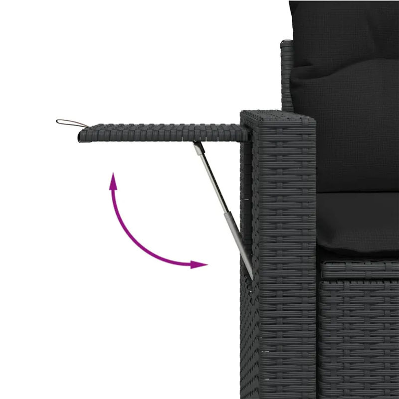 vidaXL 5-tlg. Garten-Sofagarnitur aus Polyrattan in Schwarz mit Kissen und Tisch - Bild 4
