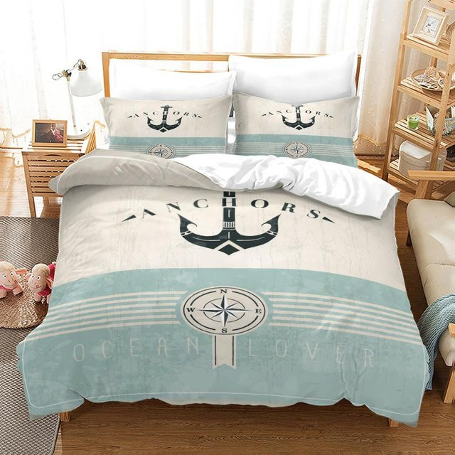 Lodestar Bettwäsche-Set mit Anker-Motiv in Blau, Microfaser, B/H: 240 x 210 cm - Bild 1
