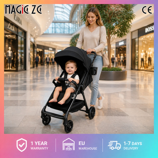 Magic ZC Reisebuggy aus Kohlenstoffstahl mit Stoßdämpfung und 360-Grad-Universalrädern in Grau oder Schwarz - Bild 1