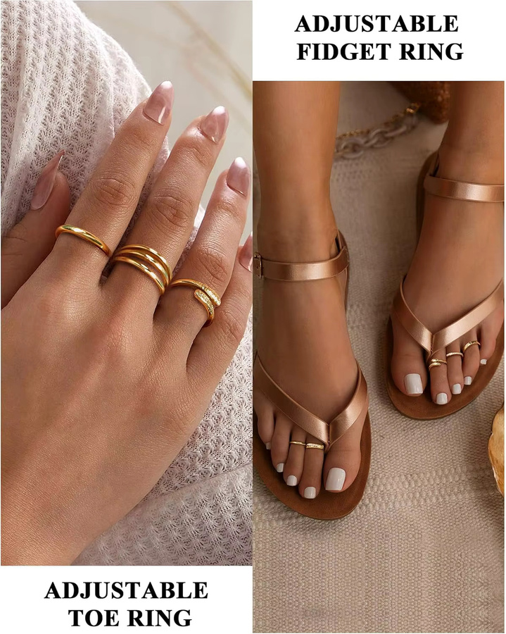 Bobisty Zehenring-Set, 14K vergoldet, Zirkonia, Damen - Bild 3
