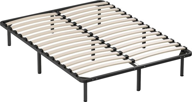 HOMCOM Bettrahmen für 2 Personen in Schwarz mit Massivholzlatten und Metallgestell, B/T: 140 x 190 cm - Bild 1