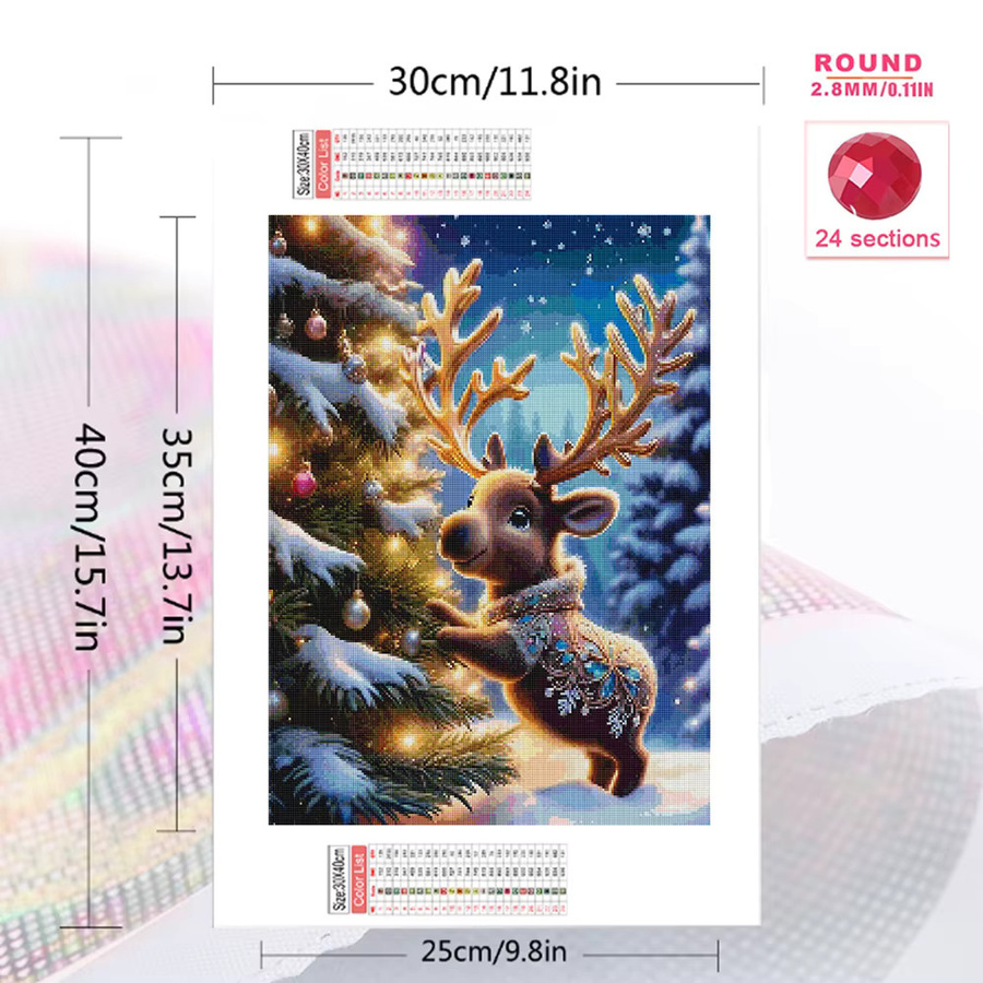 Evershine Diamantmalerei DIY Set Hirsch im Winter mit runden Steinen, Multicolour, Breite: 30,0 cm, Höhe: 20,0 cm, Tiefe: 20,0 cm - Bild 2