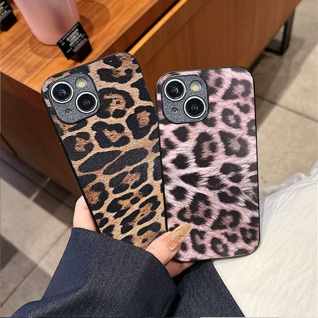 Leopard Print Handyhülle aus PU-Leder für Apple iPhone in Pink und Multicolour - Bild 1