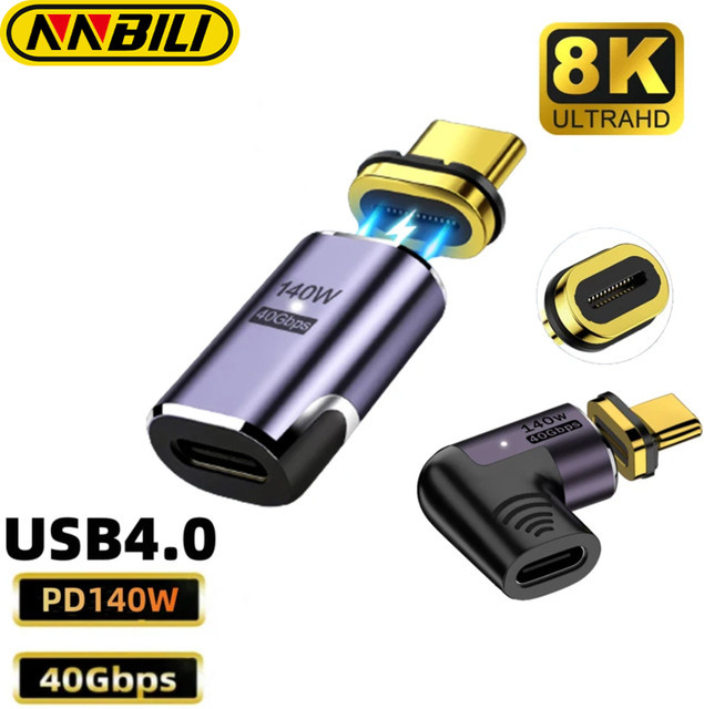 Nnbili Magnetischer USB-C zu USB-C Adapter mit USB 4.0, 140W Schnellladefunktion und 40Gbps Datenübertragung, 8K @ 60Hz Unterstützung - Bild 1