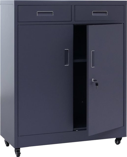MCW Aktenschrank O89 aus Metall mit zwei Türen und zwei Schubladen, abschließbar, dunkelgrau, H: 116 cm, B: 90 cm, T: 40 cm - Bild 1