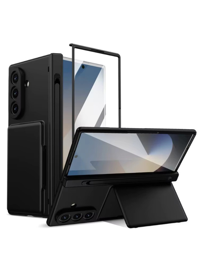Samsung Galaxy Z Fold 5 6 7 8 Ultra 5G Schutzhülle mit Scharnierschutz, Kartenhalter, Ständer, Stift und Displayschutz in Schwarz oder Grau - Bild 5