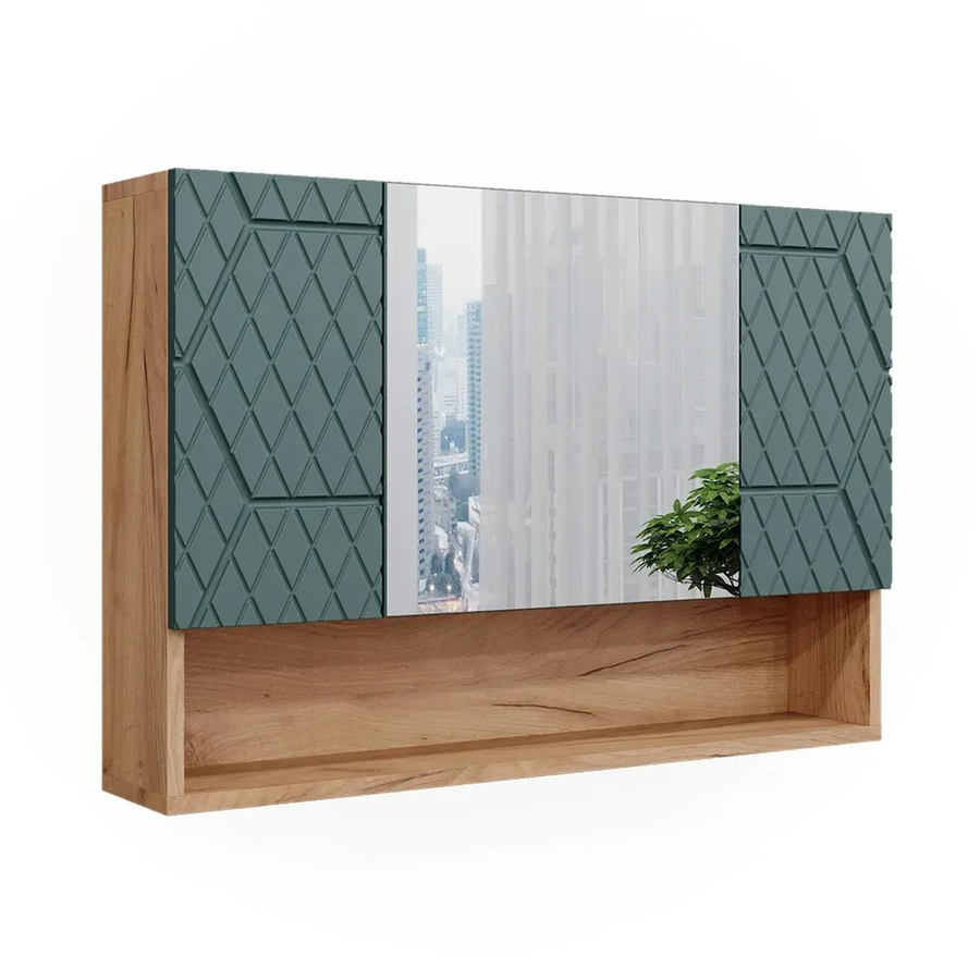 Vicco Badspiegelschrank Irma Eiche Grün Gold B/T/H: 80 x 55 x 12,21 cm - Bild 3