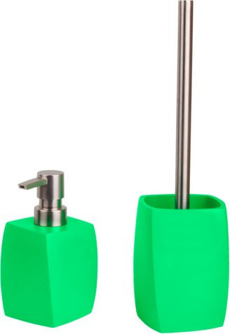 Sanilo Bad-Accessoire-Set Wave Green aus Kunststoff mit Seifenspender und Toilettenbürste, grün - Bild 1