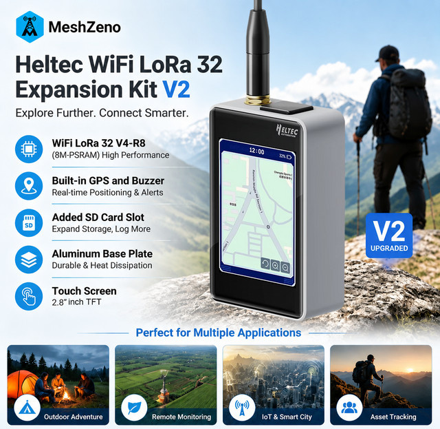 Heltec WiFi LoRa 32 V2 Erweiterungs-Kit mit ESP32, SX1262, WiFi, Bluetooth und 2,8 Zoll Touchscreen-Display für LoRaWAN und Meshtastic - Bild 1
