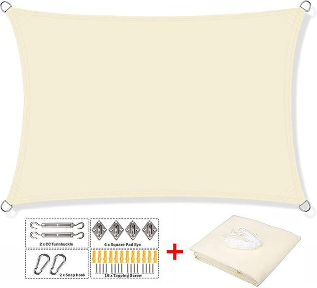 Sonnensegel ANHUITAGS aus wasserdichtem 300D Oxford-Polyester, quadratische Markise für Garten und Terrasse, beige, B/B: 250 x 250 cm - Bild 1
