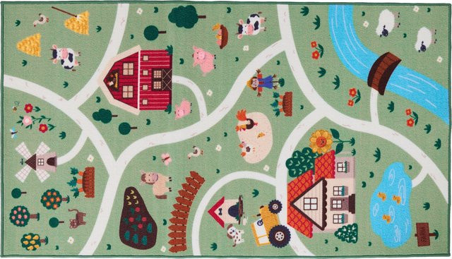LIVARNO Kinder Spielteppich mit Farm-Motiv, B/T: 75 x 133 cm, Mehrfarbig - Bild 1