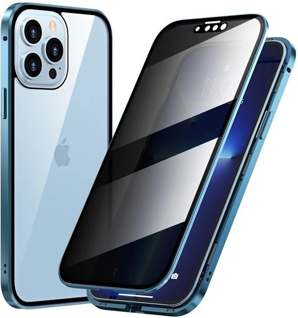 Magnetische Metallhülle aus gehärtetem Glas für Samsung Galaxy A15 A52 A53 5G A54 A14 A34 A51 in Blau - Bild 1