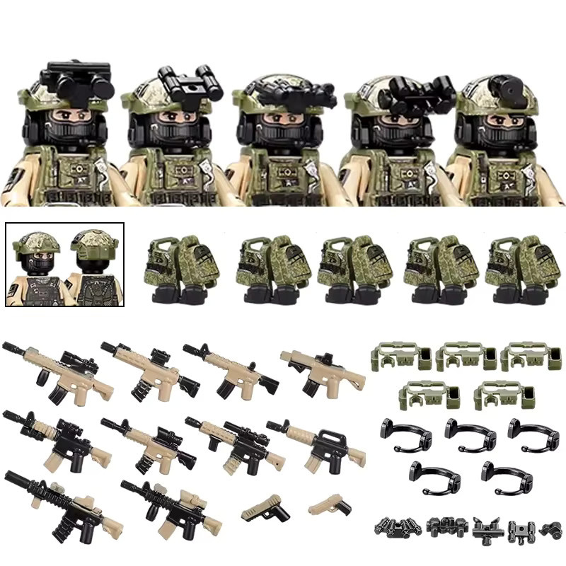 QUANGUAN US Special Air Service Militär Figuren Bausteine mit Kampfuniform und Waffen aus Kunststoff - Bild 3