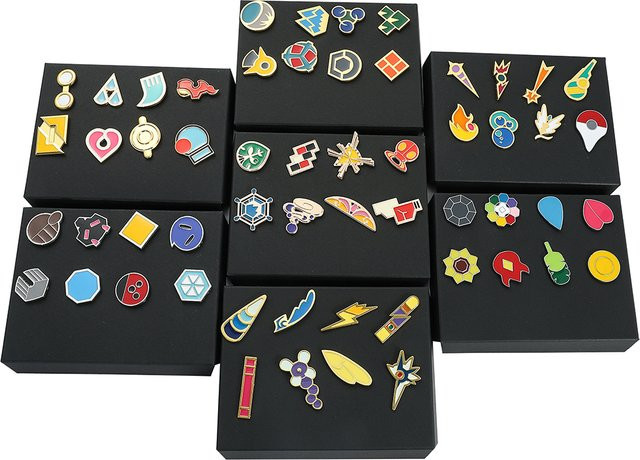 Bandai Pokémon Gym-Abzeichen Pins Broschen, 8-teiliges Set, Metall, Bunt / Mehrfarbig - Bild 1