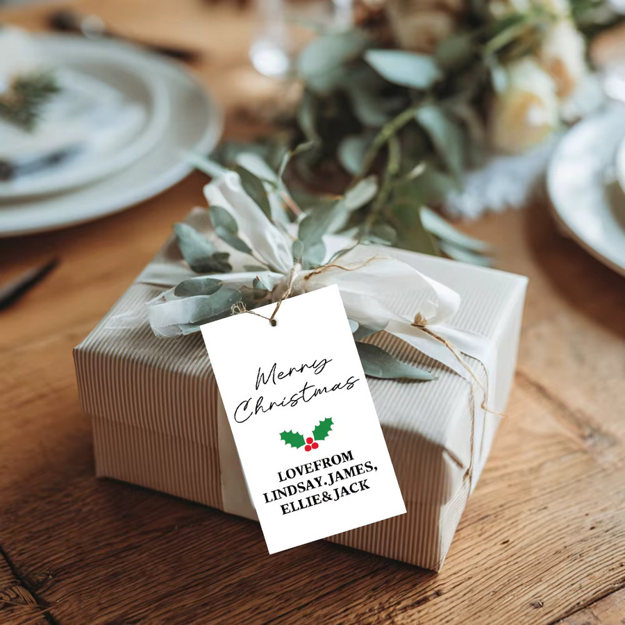 WEIGAO Weihnachtsgeschenk-Anhänger mit individuellem Text, rechteckige Geschenkanhänger mit Kordel zur Weihnachtsdekoration, 25 oder 45 Stück - Bild 3