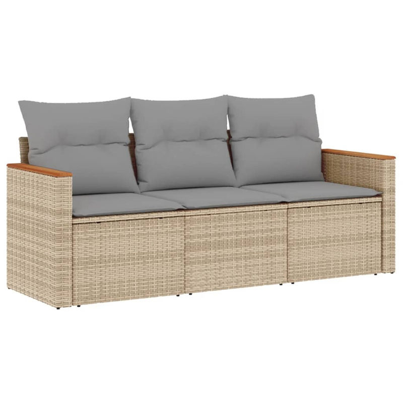 Vidaxl 3-teiliges Gartenmöbel-Set aus Rattan und Metall mit Kissen in Beige und Grau - Bild 2
