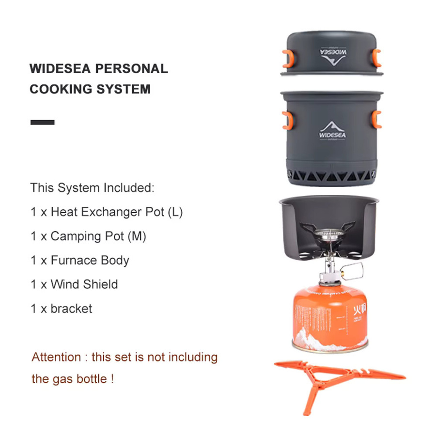 Widesea Tragbares Campingkocher-Set aus Aluminium mit 1,3 l Topf und 2300 W All-in-One Kochset für Outdoor und Wandern - Bild 2