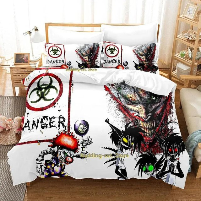 Binchi Outdoor Product Bettwäscheset Dunkles Böses Clown Anime Design, Farbe Weiß, B/H: 135 x 200 cm - Bild 1