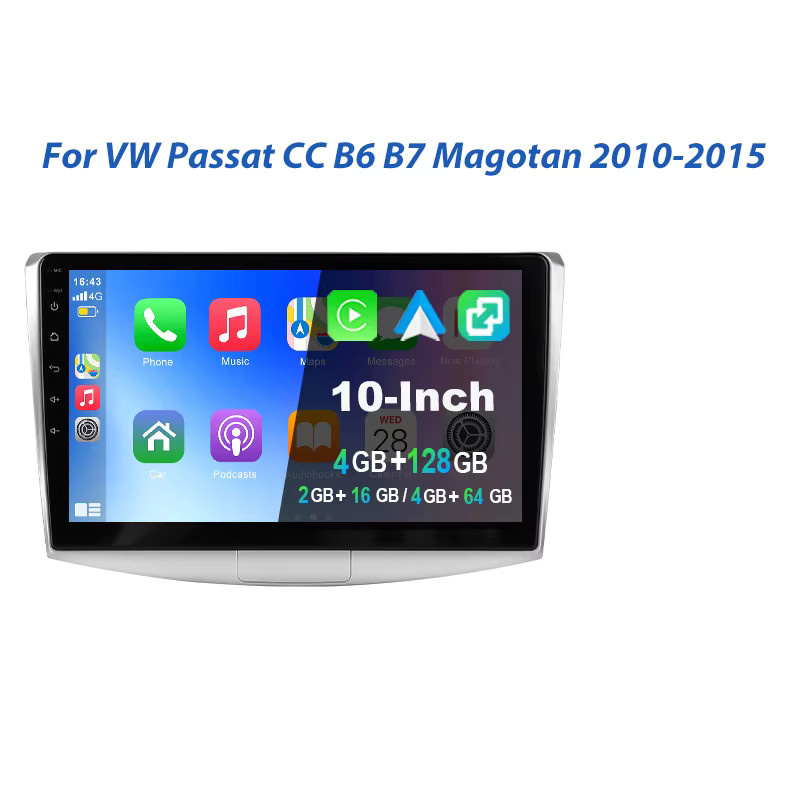 ESSGOO 10 Zoll Android 15 Autoradio für VW Passat B7 CC Magotan 2010-2015 mit GPS, kabellosem Carplay, Android Auto, Bluetooth und WLAN in Schwarz - Bild 6
