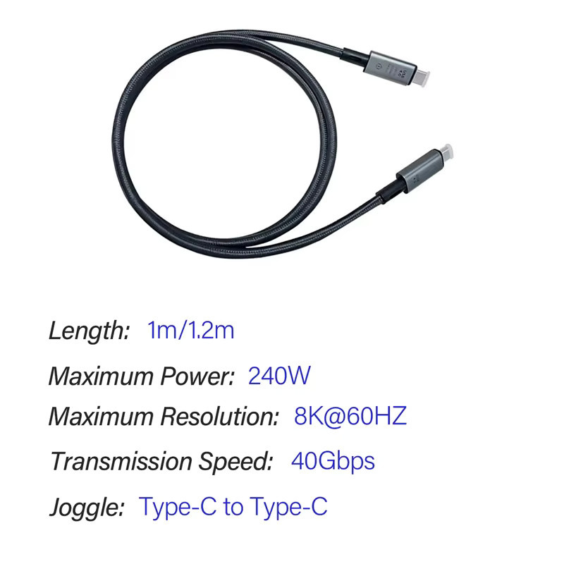 Nephy USB C auf USB C Schnellladekabel in Schwarz mit 240 W Leistung, 8K-Videoübertragung und 40 Gbit/s Datenübertragungsrate, geflochtenes Kabel für iPhone 16 Pro, MacBook, TV und Laptop - Bild 3