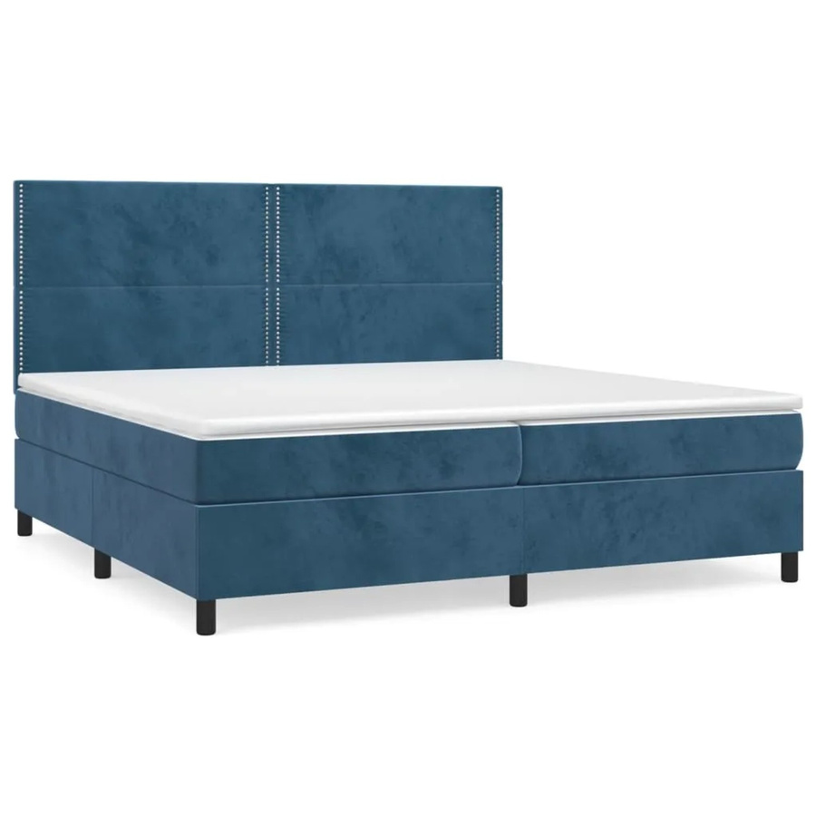 vidaXL Boxspringbett mit Matratze Dunkelblau Samt B/T: 200 x 200 cm - Bild 2
