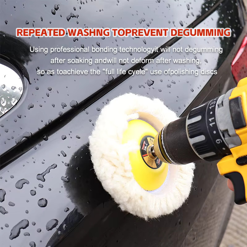 Vibratite Woll-Polierpad-Set aus 100 % natürlicher Wolle für Autopolieren, Motorrad und Möbel, 5–9 Zoll - Bild 2