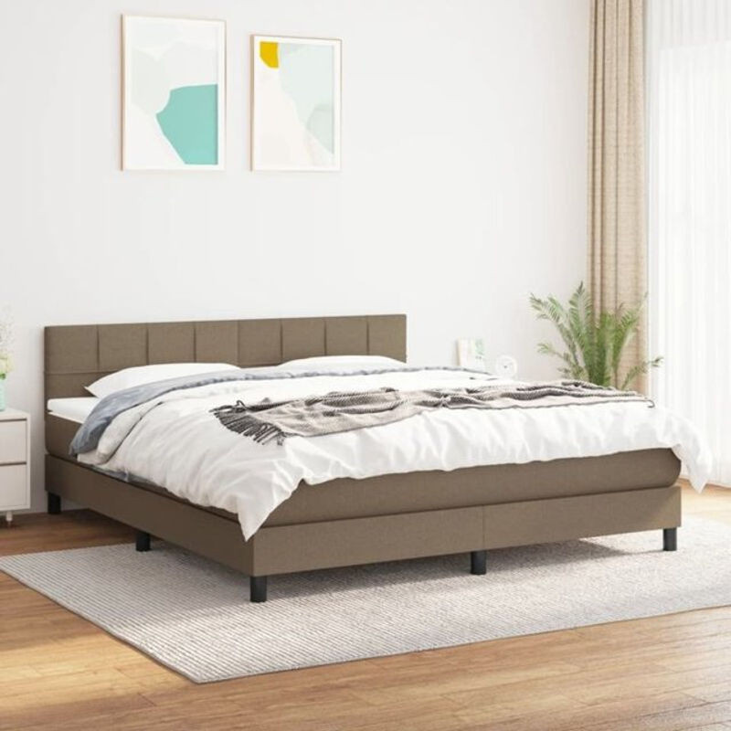 Vidaxl Boxspringbett mit Matratze in Taupe meliert aus Stoff und Holzwerkstoff B/T: 160 x 200 cm - Bild 1