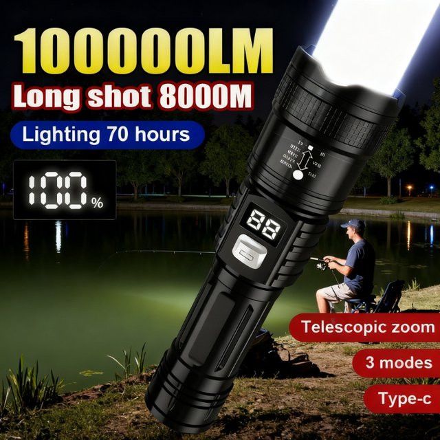 KDULIT Taktische LED-Taschenlampe wiederaufladbar mit großer Reichweite und hoher Leuchtkraft für Camping und Outdoor - Bild 1