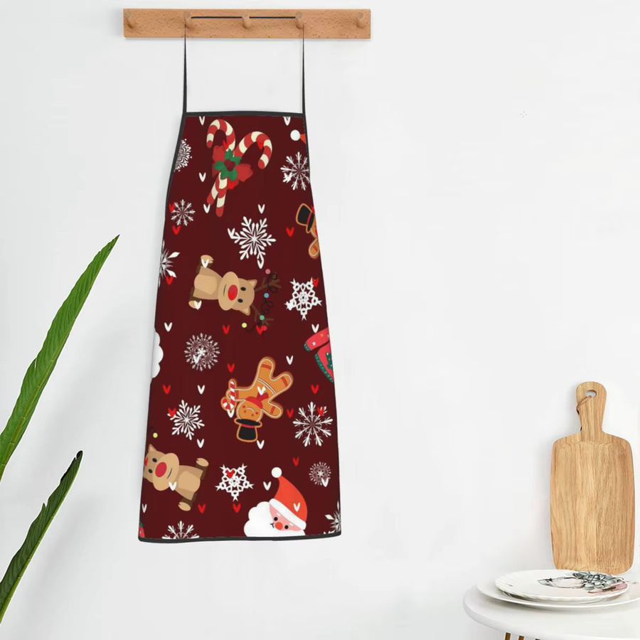 Rote Weihnachtsschürze mit Weihnachtsmann-Muster für Damen und Herren - Bild 4