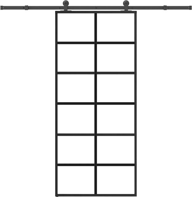 vidaXL Schiebetür modern aus ESG-Glas und Aluminium in Schwarz und Transparent, B: 90 cm, H: 205 cm - Bild 1