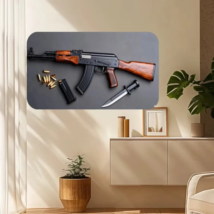 CIFBUY Vintage AK47 Gewehr Metall Wandkunst Dekor in Schwarz - Bild 4