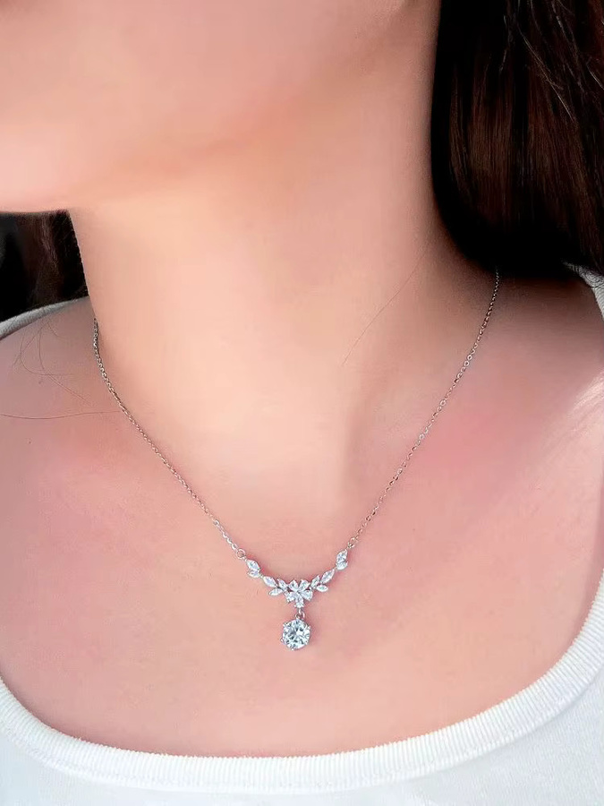 CWWZircons Halskette mit Anhänger, 925 Silber, Zirkonia, Damen - Bild 4