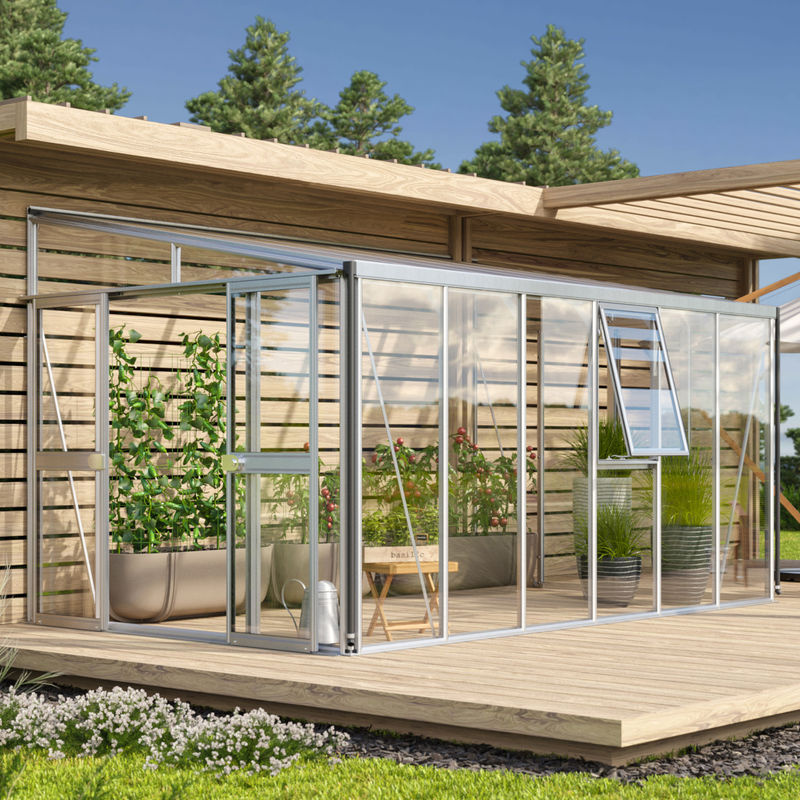 Vitavia Anlehn-Gewächshaus Athena 10200 aus Aluminium in Silber mit 10,2 m² Fläche und Polycarbonat-Verglasung - Bild 2