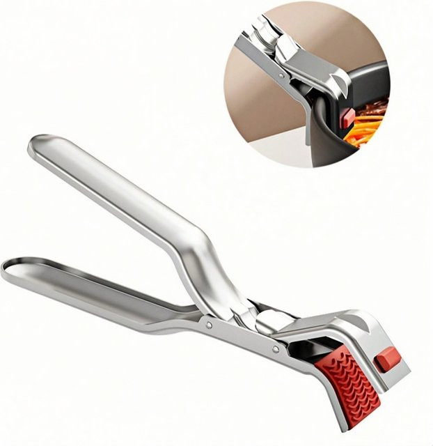 Edelstahl-Abkochclip in Silber: Hitzebeständiger und rutschfester Topf- und Pfannengreifer für Heißluftfritteuse, Ofen und Dampfgarer - Bild 1