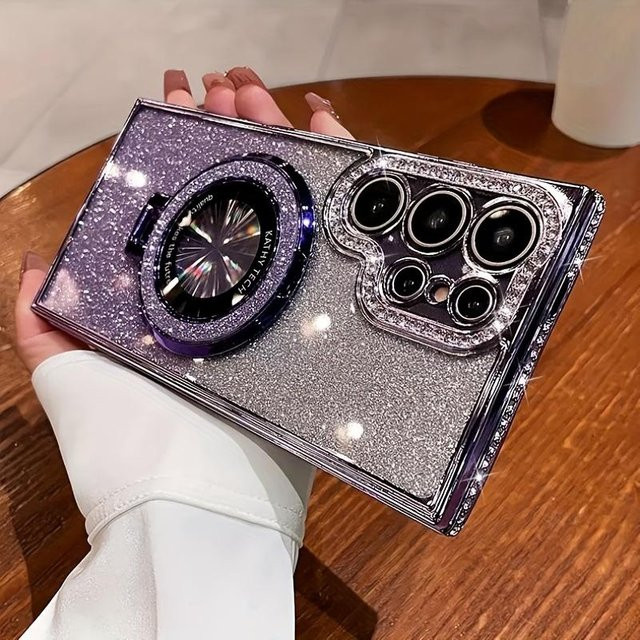 Magnetische Schutzhülle mit Diamantbeschichtung für Samsung Galaxy S26 S25 S24 S23 Ultra Plus in Purple - Bild 1