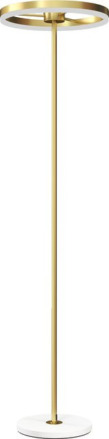 HOMCOM LED Stehlampe in Gold mit Acrylschirm, dimmbar mit 3 Lichtfarben und Fußschalter für Wohnzimmer, Schlafzimmer oder Büro - Bild 1