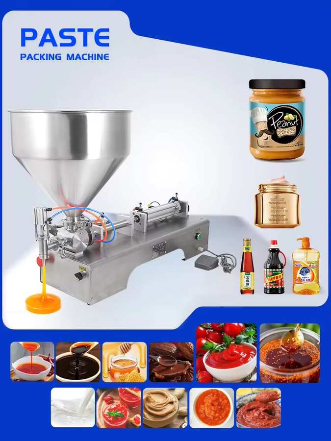 Halbautomatische Kolben-Pastenfüllmaschine PBOBP mit Einzeldüse aus Edelstahl, silber, Füllmenge: 3-5000 ml - Bild 1