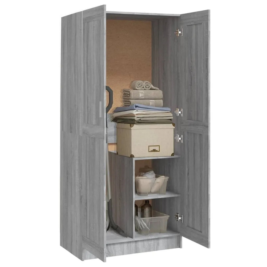 vidaXL Kleiderschrank Grau Modern mit Scharniertüren, B/T/H: 82,5 x 51,5 x 180 cm - Bild 2