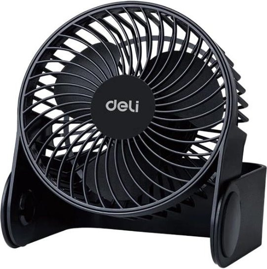 Deli USB Schreibtischventilator Mini mit zwei Geschwindigkeiten und leisem Betrieb in Schwarz - Bild 1