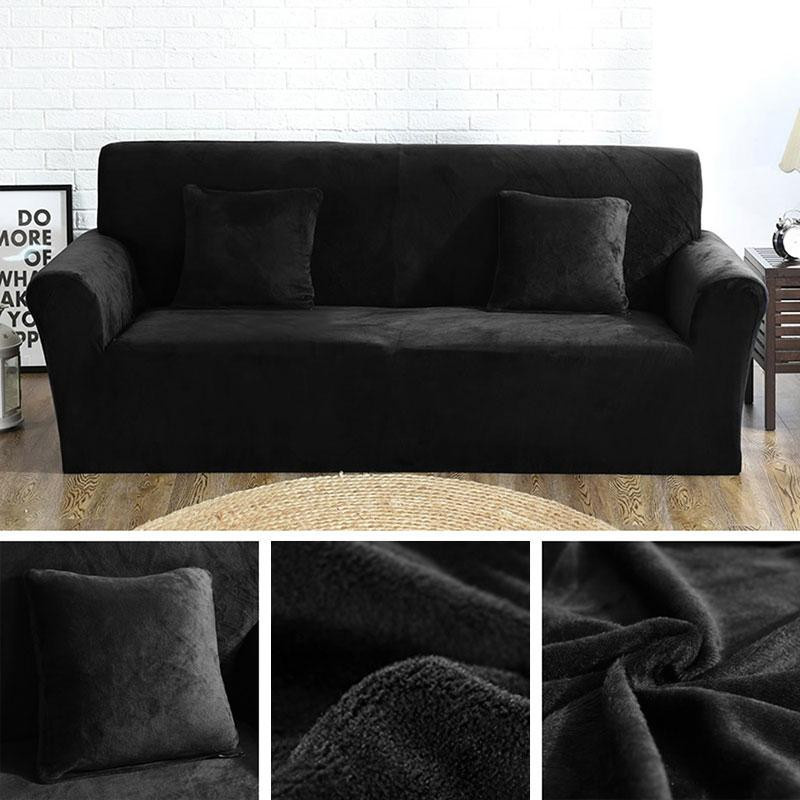 Lellen Elastischer Plüsch-Sofabezug in L-Form für Ecksofas und Chaiselongues, Polyester, Breite: 145-180 cm - Bild 3