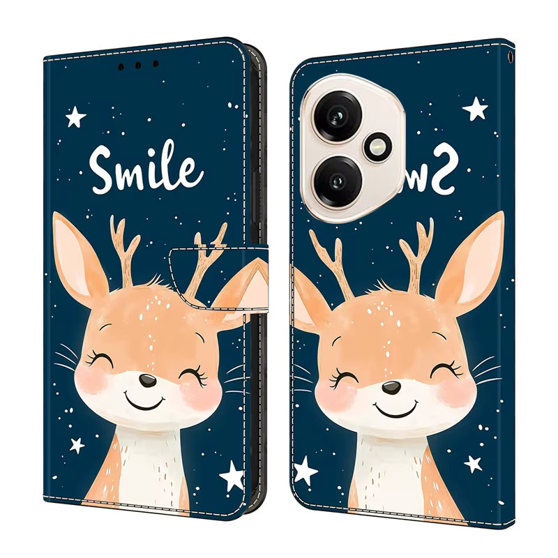Leder-Handyhülle für Huawei P30 P20 Lite Pro P Smart Plus 2019 als magnetische Brieftasche mit Blumen- und Hirsch-Motiv - Bild 2