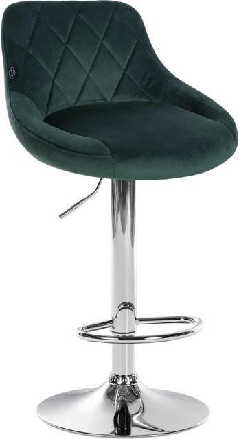 DELUKE Barhocker FALON Drehbarer Barstuhl aus Samt in Dunkelgrün mit silbernem Metallgestell, B/T/H: 46 x 49 x 83 cm - Bild 1