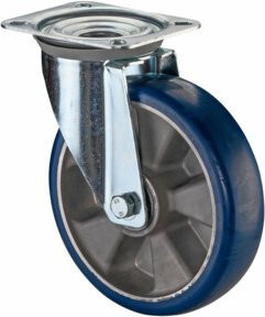 BS Lenkrolle LSS400.B92 aus verzinktem Stahl mit Rad Ø 125mm, Tragkraft 300kg, Farbe Silber/Blau - Bild 1