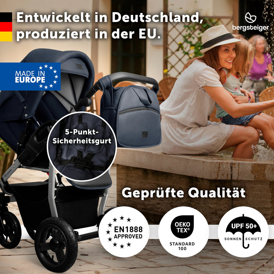 Bergsteiger Kinderwagen Capri 3in1 Kombi mit Babyschale in Blau - Bild 2