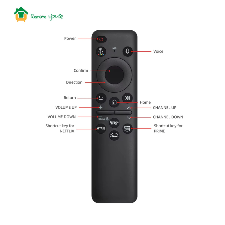 Samsung BN59-01455A Sprach-Smart-TV-Fernbedienung mit Solarladung in Schwarz, kompatibel mit Samsung Fernsehern 2024 und Modell 43QN65Q72DDFXZA - Bild 4