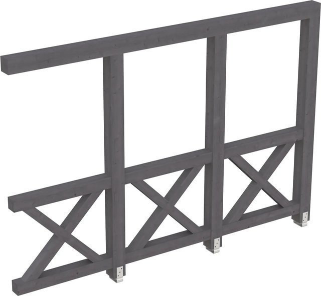 Skan Holz Seitenwand Andreaskreuz aus lasierter Fichte in Schiefergrau, B/H: 120 x 210 cm - Bild 1