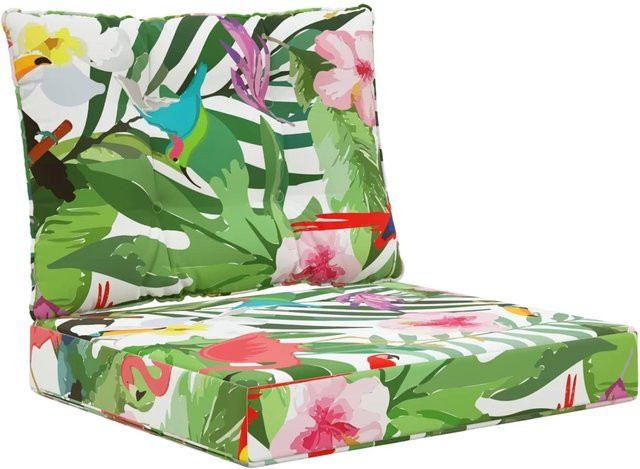 vidaXL Sofakissen für Draußen 2-teiliges Set aus Polyester in Bunt, B/H: 50,5 x 50,5 cm - Bild 1